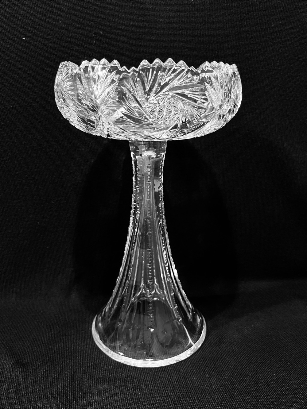 Antique 1900’s American Brilliant Period Cut Crystal Pedestal Candy Dish 10”